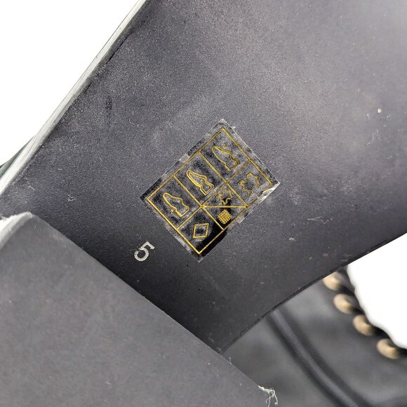 Jeffrey Campbell Wmn Tyr Black Leather Vintage Retro Square Toe Lace Boots sz 5 - Picture 5 of 6